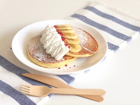 バナナと生クリームのホットケーキ♪